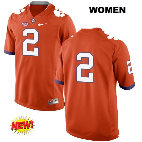 Women's Clemson Tigers #2 Mark Fields Stitched Orange New Style Authentic Nike No Name NCAA College Football Jersey YYJ7846KZ